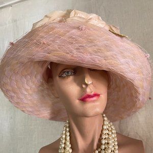 Vintage Eric Javits Pink Floral Hat